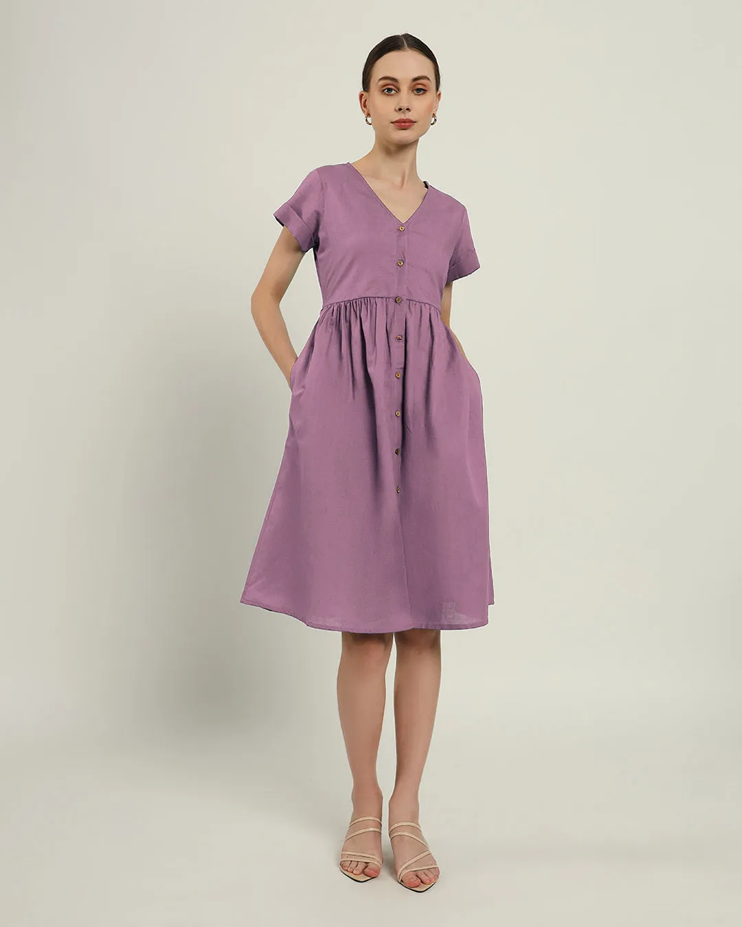 The Valence Purple Swirl Cotton Dress