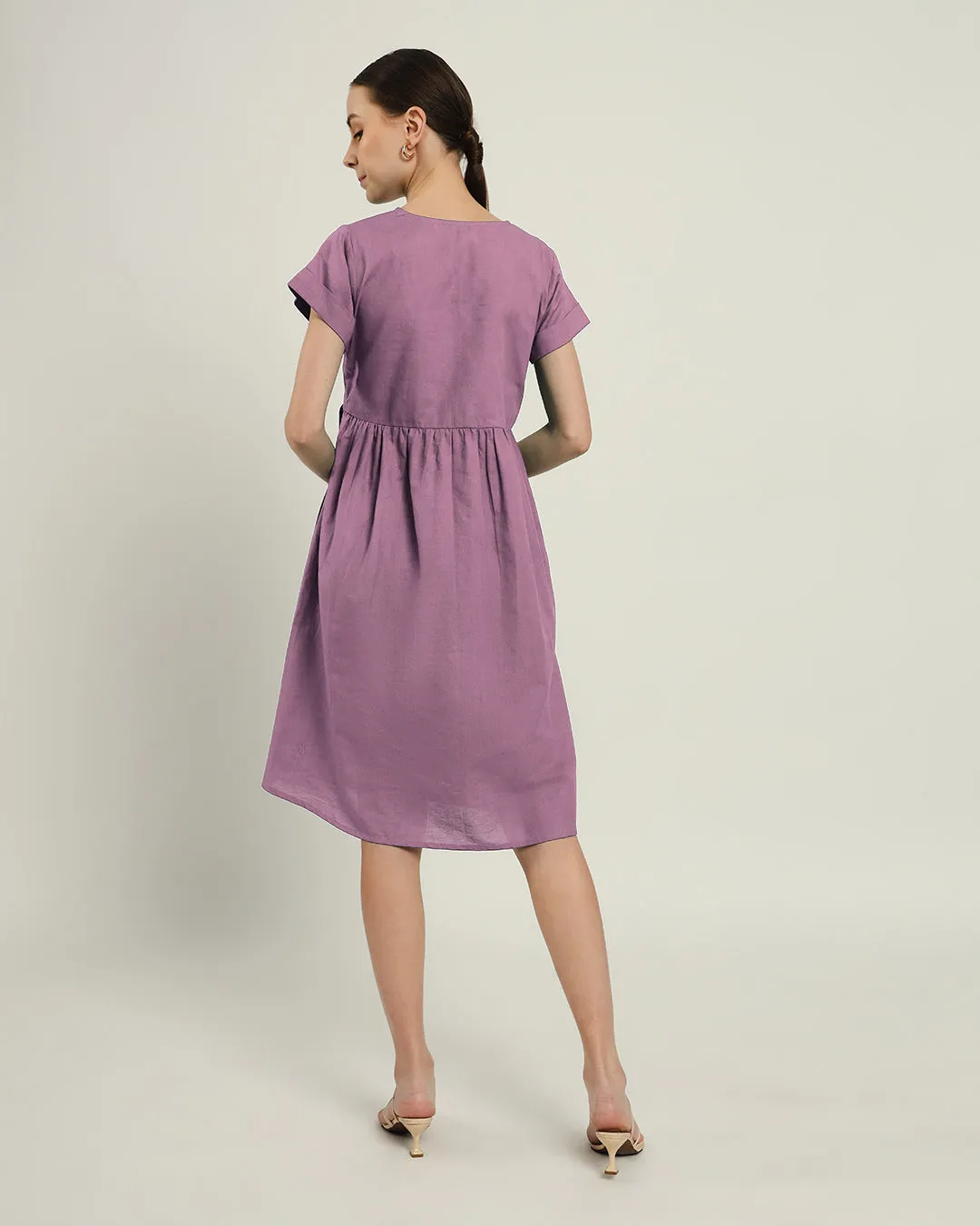 The Valence Purple Swirl Cotton Dress