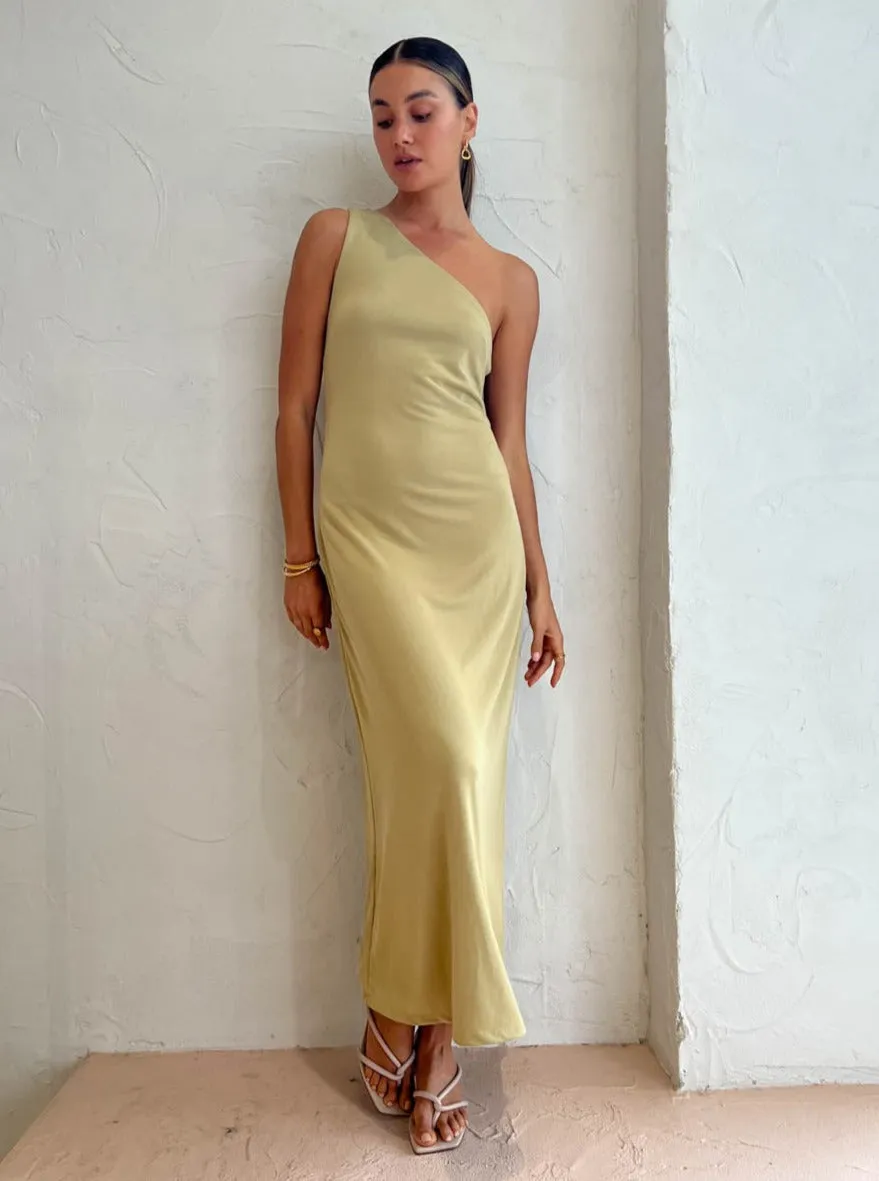 Third Form One Shoulder Maxi Dress in Khaki