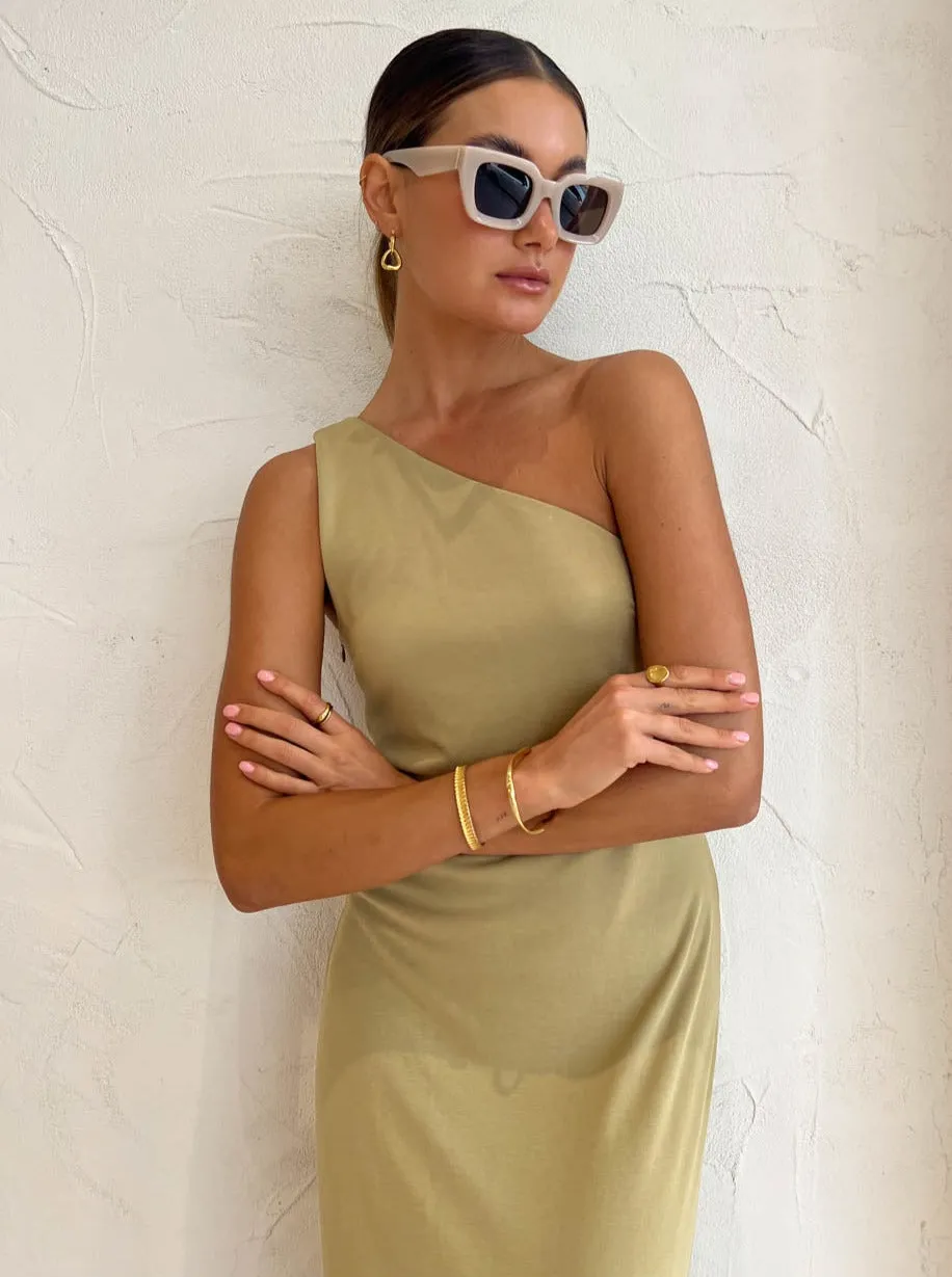 Third Form One Shoulder Maxi Dress in Khaki
