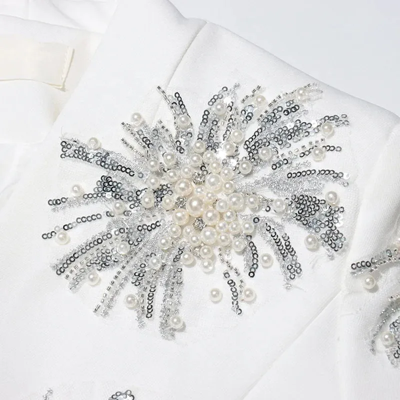 Trend4us Luxe Pearl and Sequin Embellished Blazer