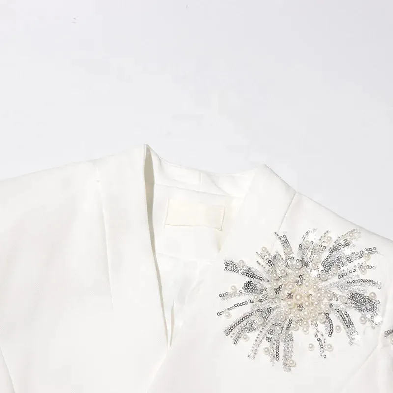 Trend4us Luxe Pearl and Sequin Embellished Blazer