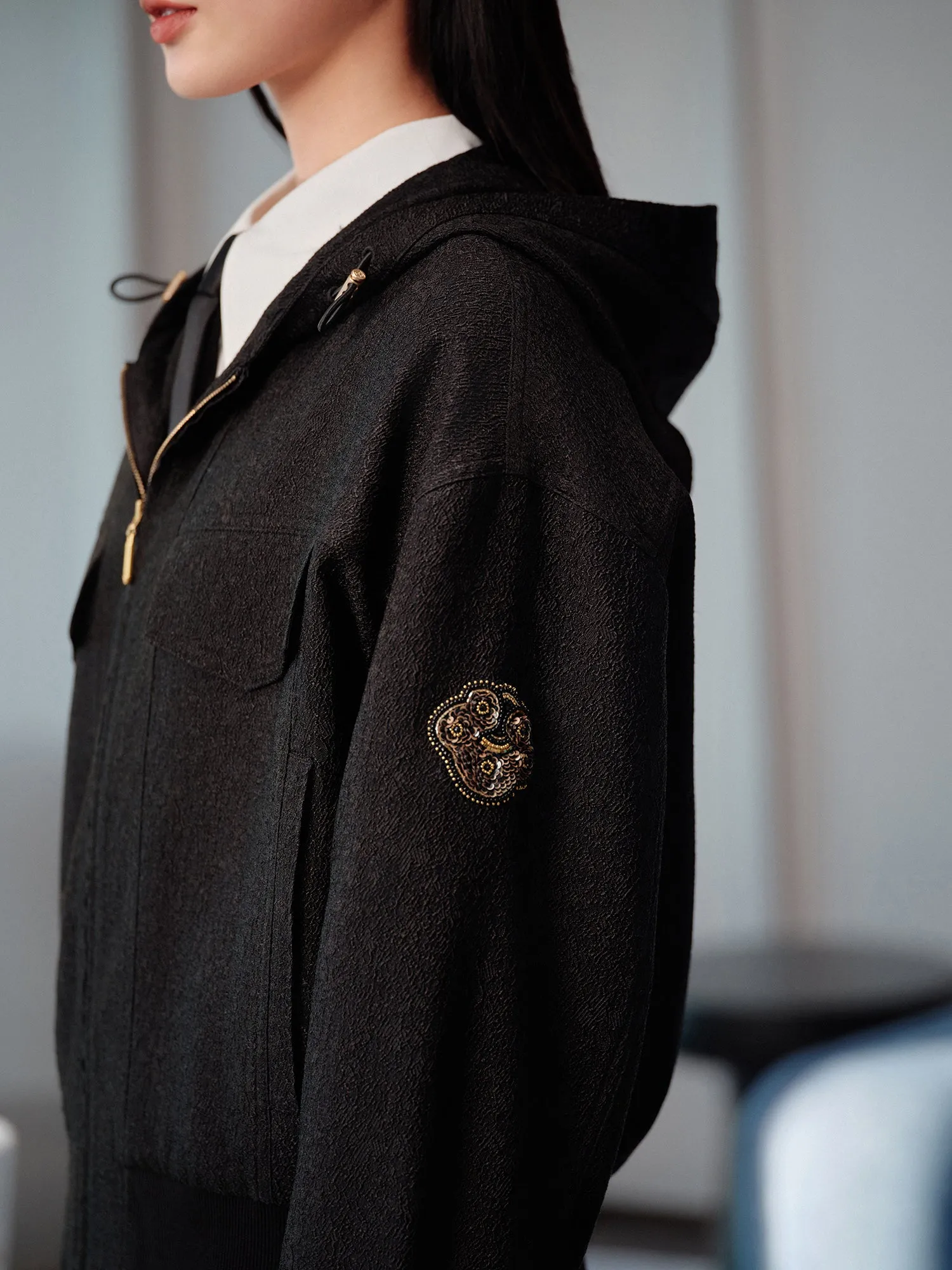 YAYING Textured Patterned Coat